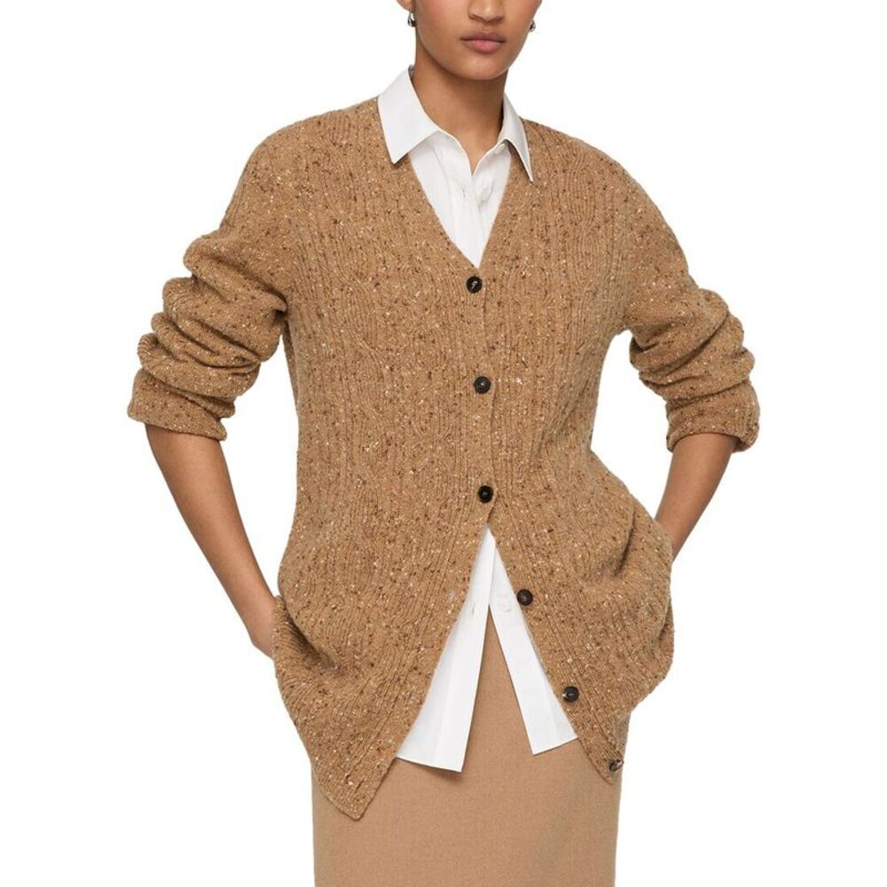 Lafayette 148 New York Womens  Cable Donegal Button Front 100% Cashmere Cardigan